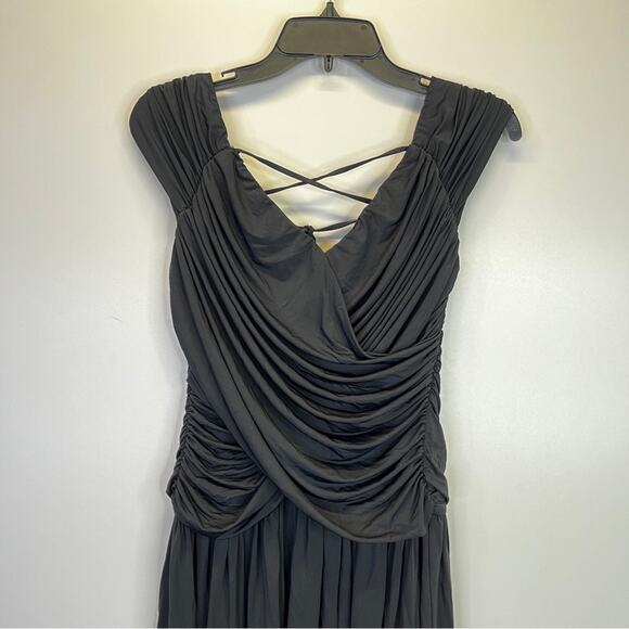 Rosetta Getty Collective Off The Shoulder Ruched Bodice Midi dress black - 12 - Picture 4 of 12